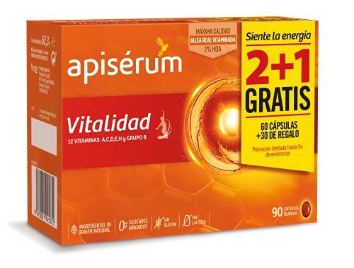 54% DESCUENTO APISERUM Pack Vitalidad Cápsulas 3 meses de tratamiento Jalea Real con Vitamina C Multivitamínico Vitaminas A,C,D,E,H y grupo B Ayuda a reforzar el sistema inmunitario*