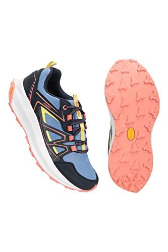 Mountain Warehouse Rocket Zapatillas de Correr Vibram para Mujer Calzado Deportivo Impermeable, Entresuela de Espuma, Detalles Reflectantes Caminar, Senderismo Azul Talla Zapatos Mujer 39 EU