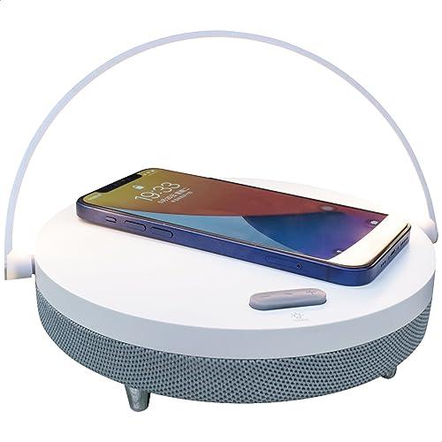 LTC SMOOTH LIGHT Altavoz Bluetooth luminoso de 5W con función de cargador por inducción y manos libres Blanco y gris
