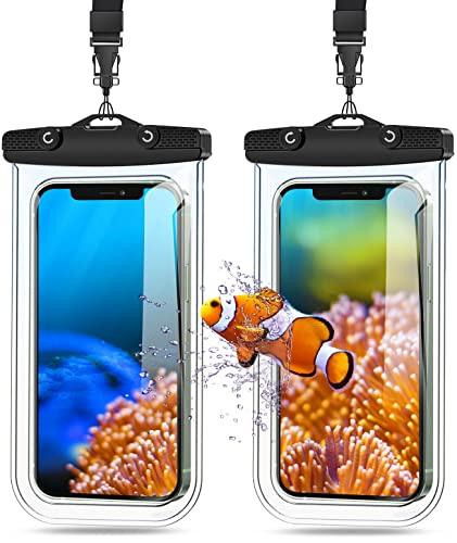 Mohard Funda Movil Impermeable Agua (2 Unidades), IPX8 Bolsa Estanca Movil con Cordón para Playa & Piscina, Funda Agua Movil Compatible con iPhone 15 Pro Max/15 Pro/14/13, Galaxy S24 Ultra de Hasta 7″