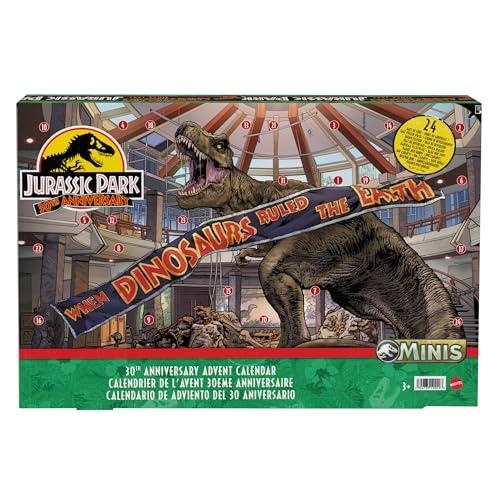 OFERTÓN SUPREMO 79% DESCUENTO Mattel Jurassic World Calendario de Adviento de Navidad con cuenta atrás de 24 días, sorpresas diarias que incluyen mini dinosaurios, mini figuras de personajes y puertas, HKT45