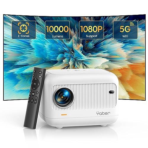 Mini Proyector,【Enfoque Eléctrico】18000 Lúmenes YABER Proyector Portátil 5G WiFi Bluetooth 5.2 Full HD 1080P Soporte, Proyector Móvil Cine en Casa Exterior 200» para iOS/Android/TV Stick/PS5/HDMI/USB