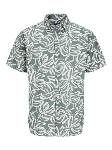 60% DESCUENTO JACK & JONES Jorlafayette AOP Shirt SS Camisa de Manga Corta, Laurel Wreath, L para Hombre