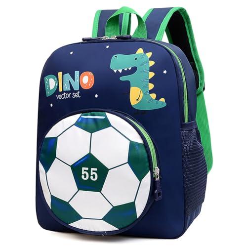 LGQHCE Mochila para Niños Dinosaur Mochila Escolar Mochila Azul Marino De Dibujos Niños Mochilas Gran Capacidad Escolar para Estudiantes Adolescentes Estampado Fútbol Mochila de Viaje