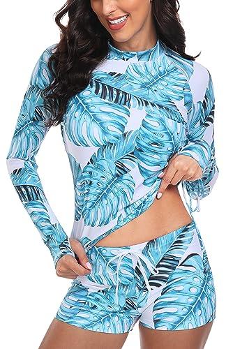 UNIQUEBELLA Traje de baño de Manga Larga para Mujer Traje de Split Surf Protección Solar UPF50 + Protección UV Traje de baño de Secado rápido para Surf Natación Deportes al Aire Libre