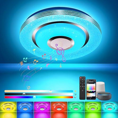 EASY EAGLE Plafon LED Techo Bluetooth: Lampara Techo RGB con Mando a Distáncia y Control APP para Salon Dormitorio,Compatible con Alexa y Google Home Para Salon Dormitorio Baño,36W Ø28
