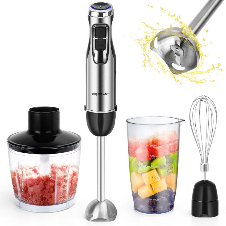 Batidora de Mano, 6 Velocidades y Función Turbo, Vaso Picador de 500ml, Vaso Medidor de 600ml y Batidor de Huevo(Potencia 1000W) | Miravia