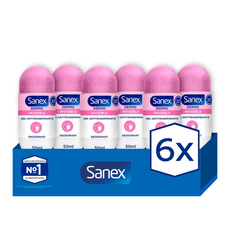Desodorante roll-on Sanex pH Balance Dermo Invisible 48h antitranspirante 50ml. Pack 6 | Miravia