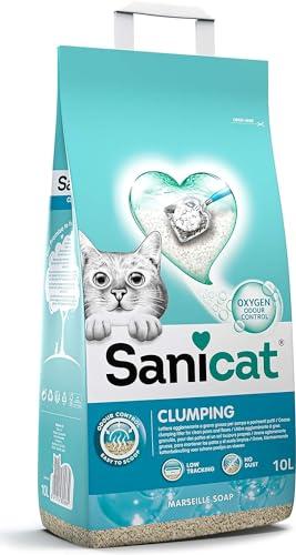 Sanicat Arena para gatos Aglomerate con aroma a jabón de Marsella| Con control de olor garantizado | Absorbe la humedad y facilita la limpieza de la bandeja | 10 L de capacidad