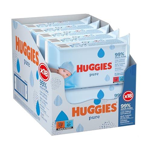 37% DESCUENTO Huggies Toallitas pure para Bebé, 99% agua, 1008 toallitas (18 packs de 56 toallitas)