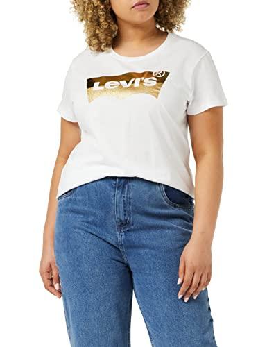 58% DESCUENTO Levi’s The Perfect tee T Shirt, Logo Gold Powder Print White, S para Mujer