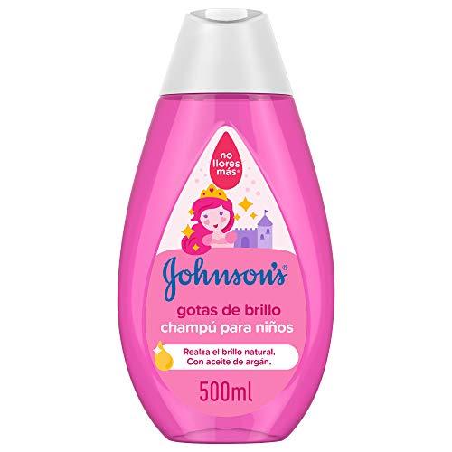 BUENA OFERTA 35% DESCUENTO Johnson’s Baby, Champú Gotas de Brillo para Niños, Con Aceite de Argán, Cabello Brillante, Suave y Sedoso, 500 ml