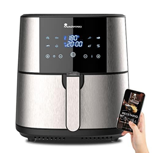 56% DESCUENTO MasterPro Foodies | Freidora Sin Aceite | Air Fryer XXL con Capacidad de 6L y 1800W de Potencia | Con Pantalla LED Táctil y Cesta Antiadherente | Freidora de Aire | 8 Funciones Diferentes en 1