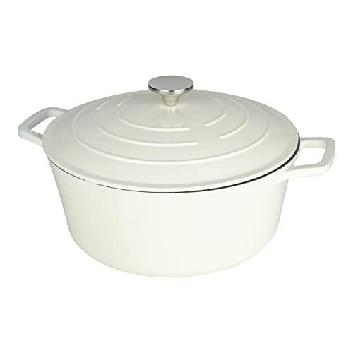 Commichef Cacerola Redonda, Cazuela, Negra, 28cm Diámetro, Aluminio Fundido, Con Tapa, Apta Para Hornos y Placas de Cocción, XR 728BK