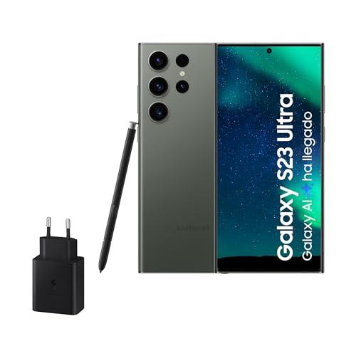 Samsung Galaxy S23 Ultra, 256GB + Cargador de 45W Smartphone Android con IA, Teléfono Móvil Desbloqueado, Color Verde (Versión Española)