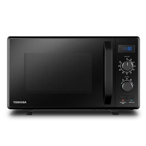 Toshiba Horno microondas (900 W, 23 L, MW2 AG23P (BK) con función Grill 1050 W, 8 menús automáticos, función ECO, bandeja giratoria con memoria de posición, color negro