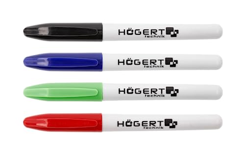 Högert Technik Rotuladores permanentes 4 unidades Mix Juego de rotuladores disponibles en 4 colores Rotulador resistente al agua para vidrio, metal, madera y demás