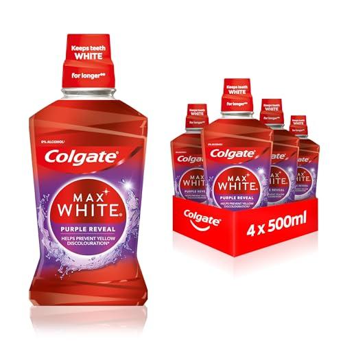 55% DESCUENTO Colgate Enjuague bucal Max White Purple Reveal 4 x 500 ml – Nuestro poder lila para dientes más blancos, sin alcohol
