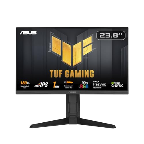 ASUS TUF Gaming VG249QL3A Monitor Gaming, 24′, Full HD, 180 Hz, IPS óptima, ELMB, 1 ms, FreeSync, Compatible con G Sync, Overdrive Variable, 99% sRGB, Altura ajustamiento