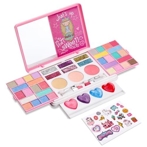 Anpro Estuche de Maquillaje Todo en Uno con Set de Maquillaje Pro Teen, Kit Completo de Cosméticos con Pinceles de Maquillaje, Pintalabios, Paleta de Sombras de Ojos, Colorete, Purpurina en Gel Rosa