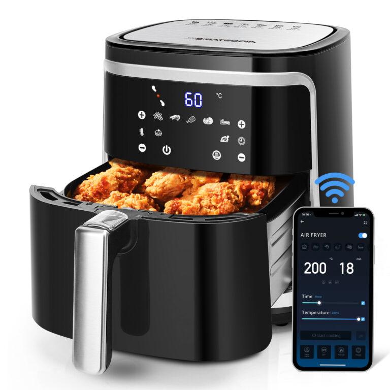 AIGOSTAR Freidora de Aire sin Aceite 7L,1900W, Inteligente. Conexión Wifi.Pantalla LED táctil, 7 funciones preestablecidas + mantener caliente y modo manual, Libre de BPA | Miravia