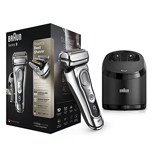 30% DESCUENTO Braun Series 9 9395cc Afeitadora Eléctrica Hombre Última Generación: Afeitadora Barba con Estación Limpieza y Carga Clean&Charge, Funda de Piel, Cromo