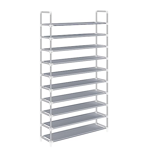 40% DESCUENTO SONGMICS Zapatero de 10 Niveles, Organizador de Zapatos, con Capacidad para 50 Pares de Zapatos, para Salón, Armario y Vestíbulo, Tela no Tejida, 100 x 29 x 175 cm, Gris LSR10G