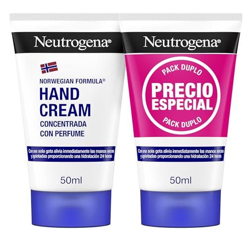 46% DESCUENTO Neutrogena Duplo Crema de Manos Concentrada con Perfume (2 x 50 ml), crema de manos reparadora para pieles sensibles, crema para manos agrietadas y secas con glicerina y vitamina E