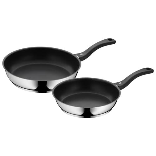 35% DESCUENTO WMF Devil Juego de 2 Sartenes Antiadherentes 24 28 cm, Sartén de Acero Inoxidable y Revestimiento Antiadherente para Todo Tipo de Cocinas Incluido Inducción, sin PFOA, Color Negro