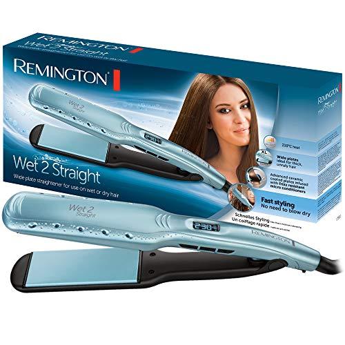 51% DESCUENTO Remington Plancha de Pelo Wet 2 Straight, Cabello Seco y Húmedo, Placas Flotantes Anchas, Cerámica Avanzada Antiencrespamiento, 10 Temperaturas hasta 230°C, Digital, S7350
