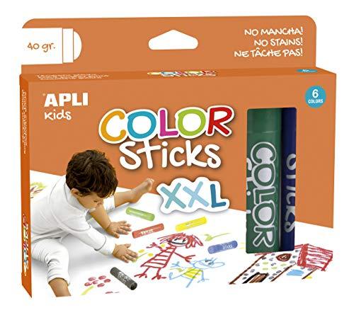 APLI Kids 17538 Color Sticks XXL Témperas sólidas para niños, 40 g 6 u.