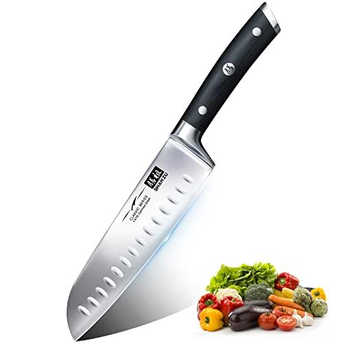 33% DESCUENTO SHAN ZU Cuchillo Santoku Japones, Cuchillos de Cocina Profesionales 18cm, 7 »Cuchillo Chef de Acero Inoxidable Alemán de Alto Carbono, Cuchillos Cocinero para Frutas, Verduras, Carne
