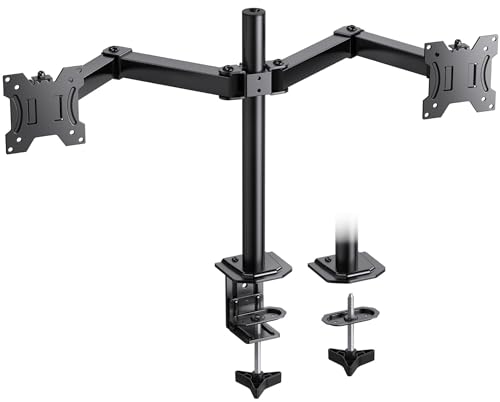 HUANUO Soporte de Monitor Dual para Pantallas de 13 a 30 Pulgadas, Brazo de Monitor Doble Ajustable con rotación giratoria de inclinación, 10 kg por Brazo, Soporte de Monitor Doble para Montaje VESA