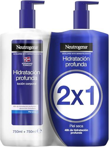 DESCUENTAZO 42% DESCUENTO Neutrogena Fórmula Noruega Hidratación Profunda Loción Corporal de Absorción Inmediata (pack de 2 x 750 ml), crema hidratante corporal con tecnología Pro Ceramida y Glicerina para piel seca