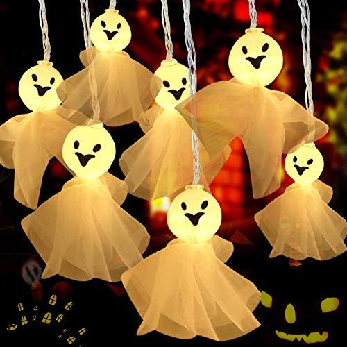 Cadena de Luces Halloween, Halloween Fantasma Cadena de Luces 30 LED, Halloween Guirnalda Luces de Pilas, Impermeable Halloween Fantasma Luz para Decoracion Halloween de Interiores y Exteriores
