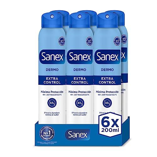 40% DESCUENTO Sanex Dermo Extra Control Desodorante Spray, Pack 6 Uds x 200 ml, con Óxido de Zinc Antibacteriano, hasta 48H de Protección contra el Sudor y el Olor, Restaura el pH Natural de la Piel