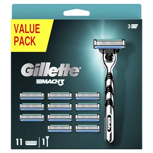 24% DESCUENTO Gillette Mach3 Máquinilla de Afeitar Hombre + 12 Cuchillas de Recambio (el embalaje puede variar), cuchillas de afeitar