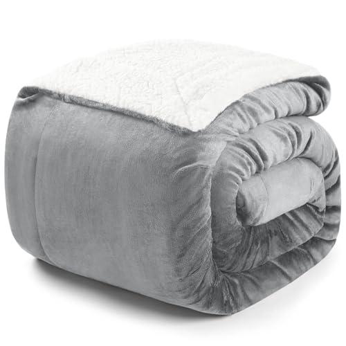 20% DESCUENTO Blumtal Mantas para Sofá Reversible de Sherpa y Franela Suave Manta Polar 100% Microfibra Extra Suave, Manta de sofá, de Cama o de Sala de Estar, Gris, 150 x 200 cm