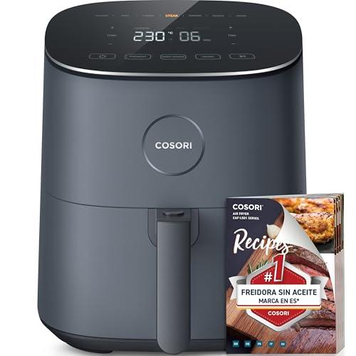 60% DESCUENTO COSORI Freidora de Aire Duradera 4,7L, Máxima 230 °C, Air Fryer con 30+ Recetas en Español, 9 Programas, Diseño Moderno y Elegante, Silenciosa, Panel Táctil Sencillo, Gris, L501