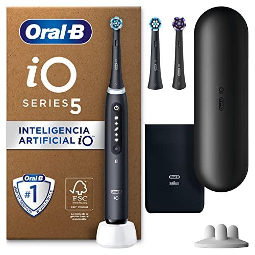 26% DESCUENTO Oral B iO 5N Cepillo de Dientes Eléctrico con Mango Recargable, 3 Cabezales y Estuche De Viaje, Diseñado por Braun Negro