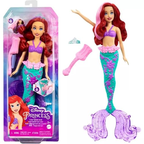 DESCUENTAZO 50% DESCUENTO Mattel Disney Princess Ariel Cambia de Color Muñeca Sirena Princesa, Pelo y Cola cambian de Color, Juguete +3 años (HLW00)