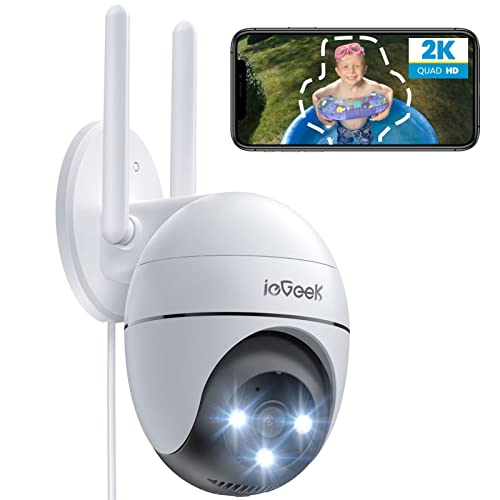 20% DESCUENTO ieGeek 2K Camara Vigilancia WiFi Exterior con Eléctrico, PTZ 355°, Detección de Humano, Seguimiento Automático, Visión Nocturna Color, Alarma de Luz y Sonido, Grabación Continua, Compatible Alexa