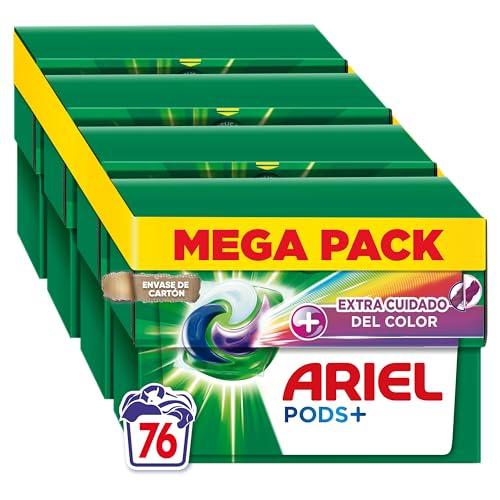 ARIEL PODS Todo en 1 Detergente Lavadora Liquido en Capsulas/Pastillas, 76 Lavados (4×19), Jabon Limpieza Profunda, Mas Color, Cuidado Extra del Color y el Brillo