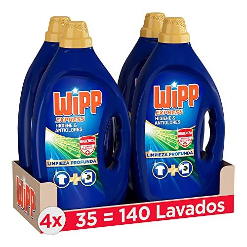 Wipp Express Detergente Líquido Higiene & Anti Olores para lavadora, 35 Lavados Pack de 4, Total: 140 Lavados