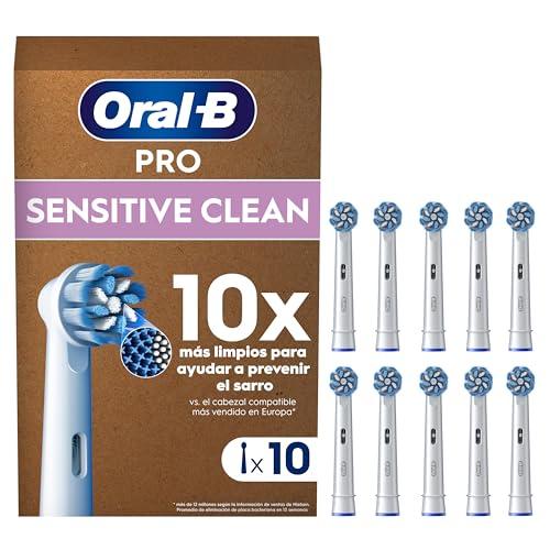 Oral B Pro Sensitive Clean Recambios para Cepillo de Dientes Eléctrico, Pack de 10 Cabezales, Blanco Originales (Tamaño Buzón)
