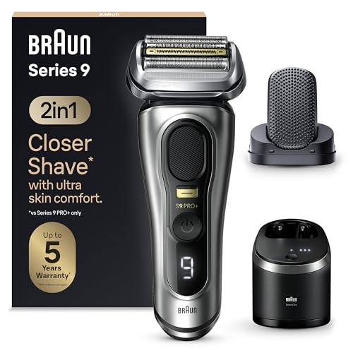 30% DESCUENTO Braun Series 9 Pro+ Afeitadora Eléctrica Hombre, Máquina de Afeitar Barba, Cabezal ProComfort, Centro De Limpieza SmartCare, En Seco Y En Mojado, 9597cc, Plata