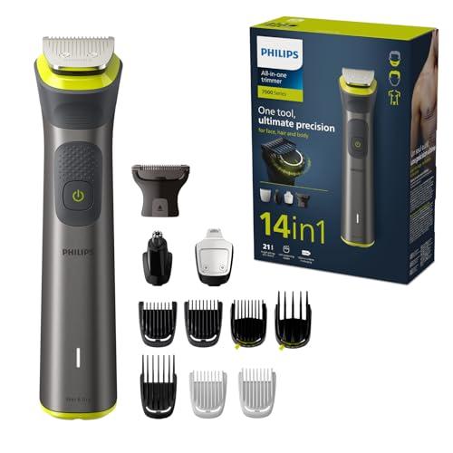 Philips Recortadora de Barba Serie 7000, Máquina Cortar Pelo, Cortapelos Hombre, Kit 14 en 1 Para Cara, Pelo, Orejas, Nariz y Cuerpo,120min de uso, En Seco y Húmedo, Recargable, Funda, MG7930/15