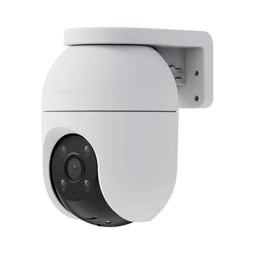 EZVIZ Cámara Vigilancia WiFi Exterior 360°,2K+ Cámara IP de Seguridad,Visión Nocturna a Color,Detección IA de Personas/Vehículos,Seguimiento Zoom Auto,Audio Bidireccional,Sirena, Alexa/Google,C8c 4MP