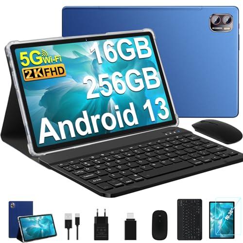 25% DESCUENTO MEBERRY Tablet Android 13 Tablet con Pantalla 2K 16GB RAM + 256GB ROM + TF 1TB Octa Core 2.0 GHz / 2000 x 1200 Pixels / 8600 mAh / 5MP + 13MP / 5G WiFi, Tablet con Ratón Teclado Azul