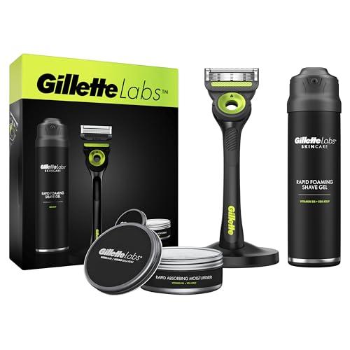 25% DESCUENTO GilletteLabs Pack Regalo Con Maquinilla De Afeitar Negro Y Neón + Gel De Afeitar 198 ml + Crema Hidratante 100 ml